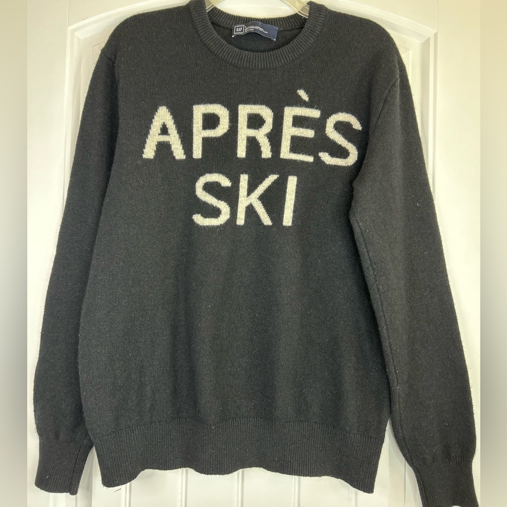 Gap Après Ski Lambswool Black Pullover Sweater Women’s Size Large